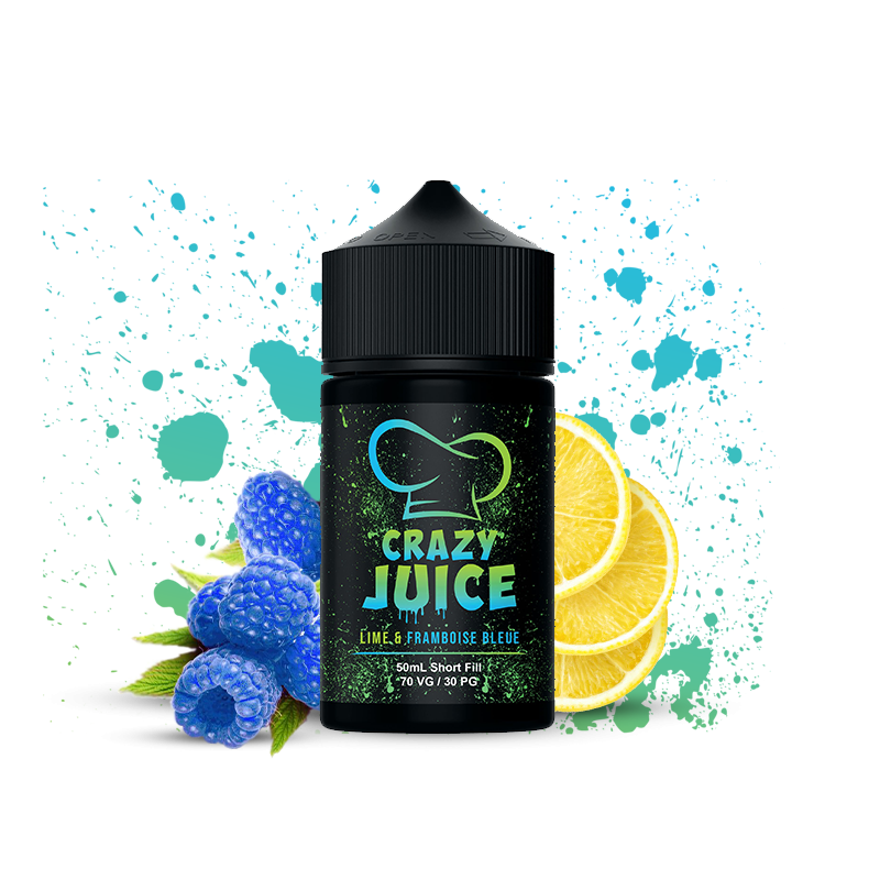[LIQ/CRJ-LFB-50ML] LIME & FRAMBOISE BLEUE 50ML 0MG - CRAZY JUICE 70VG